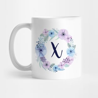 Floral Monogram X Icy Winter Blossoms Mug